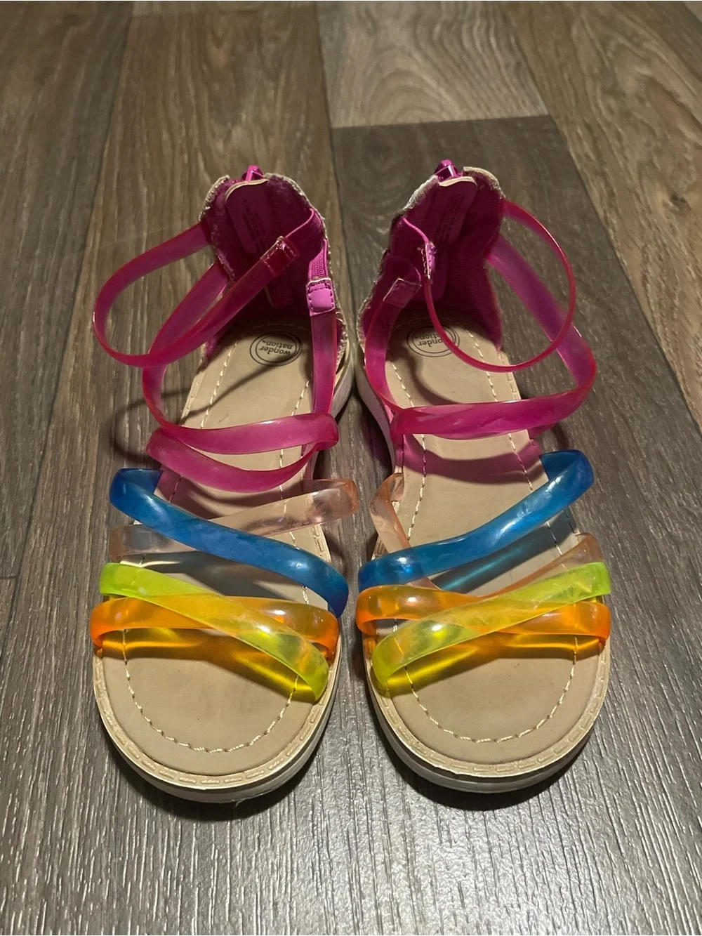 wonder nation Pink Multi-Color Jelly Strappy Sandals